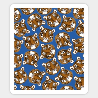 Tiger print pattern on a blue background Sticker